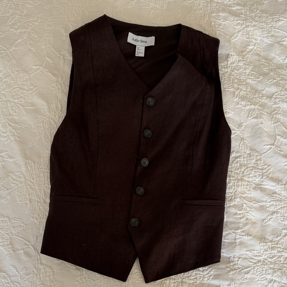 Zara Button Front Dark Brown Vest